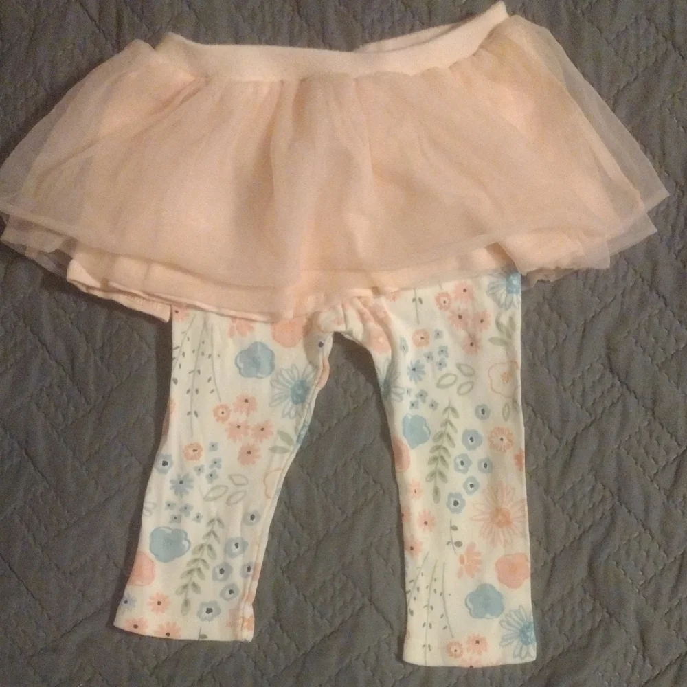 Gerber Pink and White Floral Leggings with Tutu